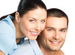 Photo: Portrait of young couple, isolated Portrait of young couple, isolated