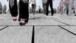 Anonymous crowd low angle with camera move