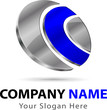 Logo moderne 3d bleu et chrome