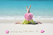 Girl relaxing on the beach of Exuma, Bahamas