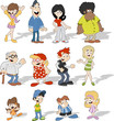 Vector: Group of cute happy cartoon people Group of cute happy cartoon people