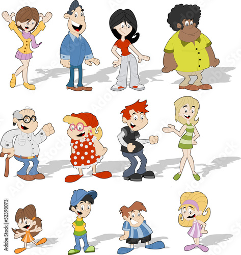 Vector: Group of cute happy cartoon people Group of cute happy cartoon people