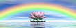 Lotus flower under rainbow - 3D render