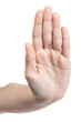 female teen hand up stop sign