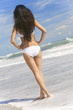 Sexy Woman Girl White Bikini on Beach
