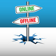 Vektor: Online and offline signpost Online and offline signpost
