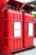 red hydrogen tank cylinders