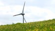 wind turbine on sunny and windy day