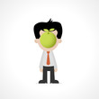 Magritte style cartoon office worker