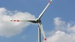 wind turbine on sunny and windy day