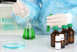 Scientist conducting research in laboratory close up