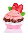 Delicious beautiful cupcake isolated on white