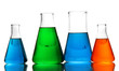 Test tubes with colorful liquids isolated on white