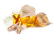 Hand made soap and ingredients for soap making, isolated
