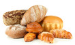 Composition with bread and rolls, isolated on white
