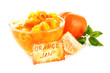 Orange jam with zest and tangerines, isolated on white