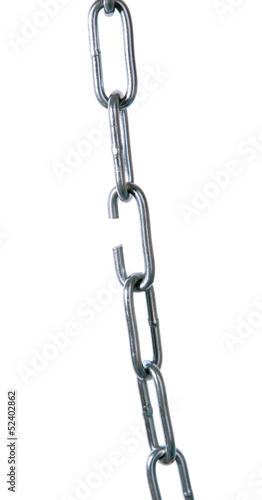 Photo: Broken chain isolated on white Broken chain isolated on white