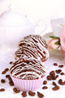 Sweet chocolate cupcakes close up