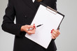 Blank paper in businesswoman hands