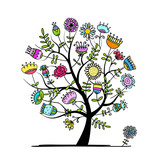Sketch of floral tree for your design