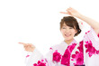 Beautiful young woman wearing japanese traditional kimono