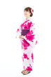 Beautiful young woman wearing japanese traditional kimono
