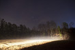 Eery nighttime landscape in countryside