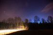 Eery nighttime landscape in countryside