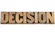 decision word in wood type