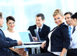 Foto: Portrait of a cute busines people at the back Portrait of a cute busines people at the back