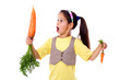 Photo: Amazed girl with two carrots Amazed girl with two carrots