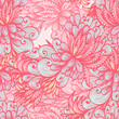 Seamless retro pink pattern with abstract nature elements