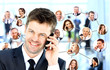 A collage of diverse business people talking on the phone