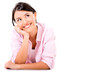 Thoughtful woman smiling