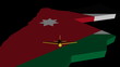 Plane taking off from Jordan map flag animation