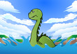gigantic dinosaur swimming
