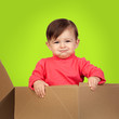 Adorable baby out of a package