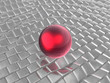 Red sphere on grey cubes