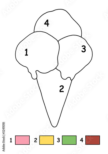Illustration: gioco, colora il gelato gioco, colora il gelato