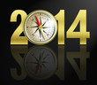 2014 new year digits with golden compass illustration