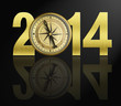 2014 new year digits with golden compass illustration