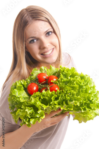 Photo: beautiful girl with salad beautiful girl with salad