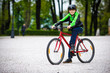 Urban biking - teenage boy and bike in city