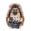 Cute hedgehog working on his new film