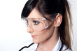 Portrait of female doctor with protective glasses