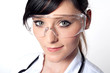 Portrait of female doctor with protective glasses
