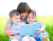 Family is reading book