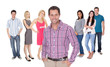 Photo: Casual group of people standing over white Casual group of people standing over white