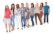 Photo: Casual group of people standing over white Casual group of people standing over white