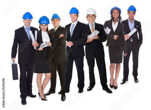 Photo: Portrait of happy architect and his team Portrait of happy architect and his team